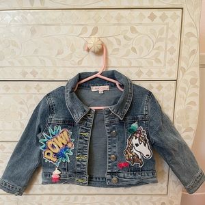 Baby Sara Rainbow Sequined Denim Jacket